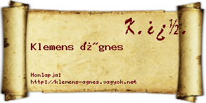 Klemens Ágnes névjegykártya