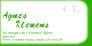 agnes klemens business card
